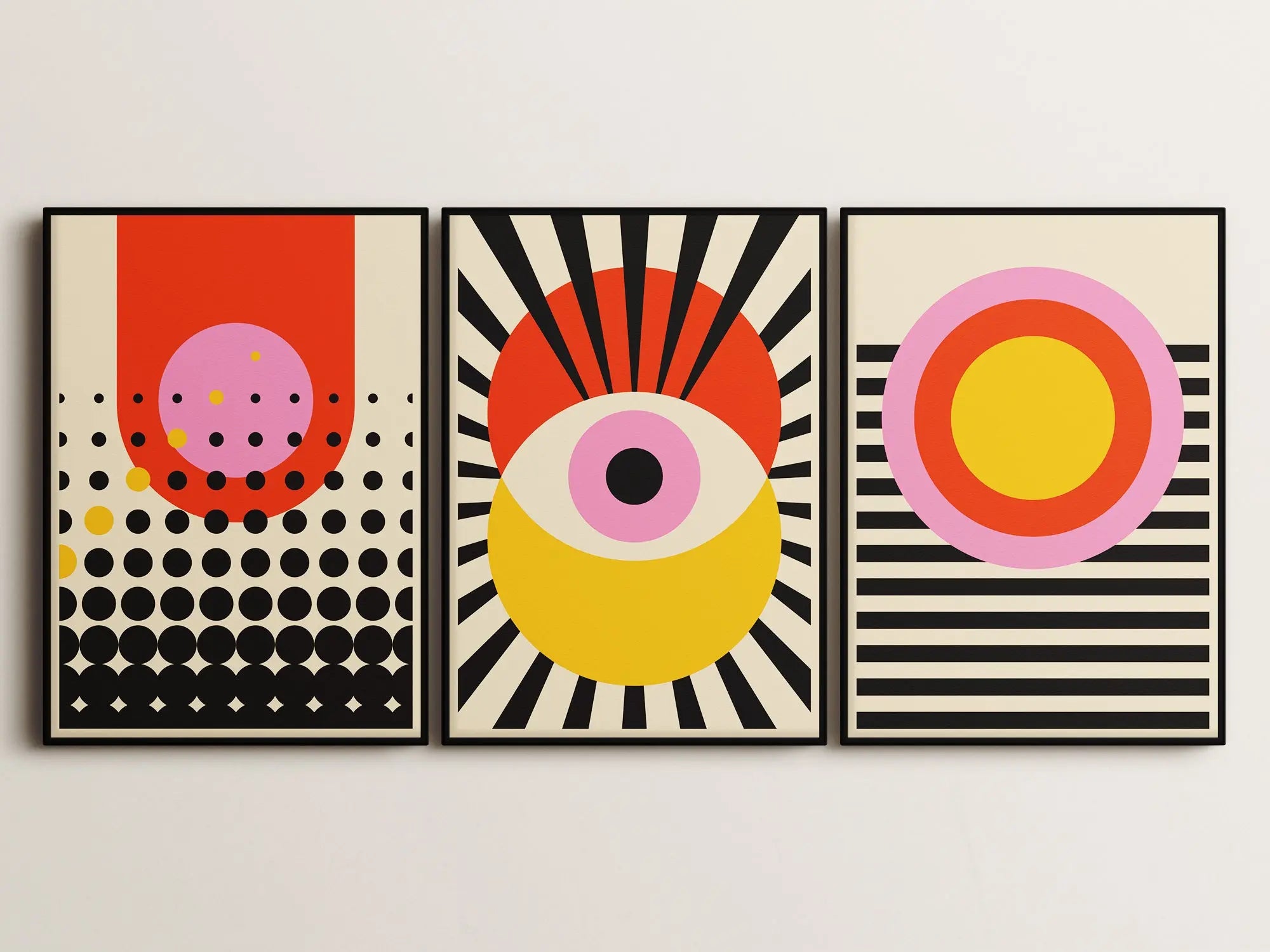 Bauhaus Serie (3 Poster) 50x70cm im Holzrahmen SET003 frame4u