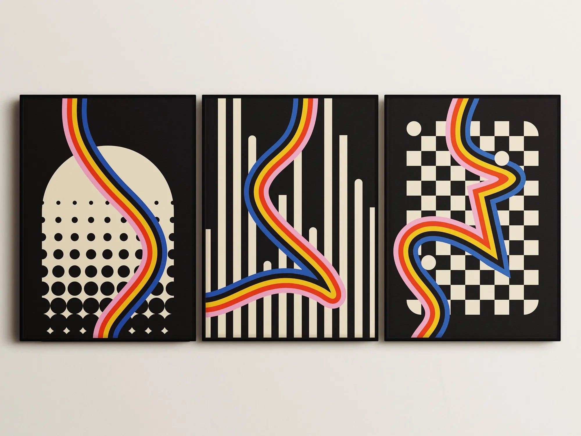 Bauhaus Serie (3 Poster) 50x70cm im Holzrahmen SET002 frame4u