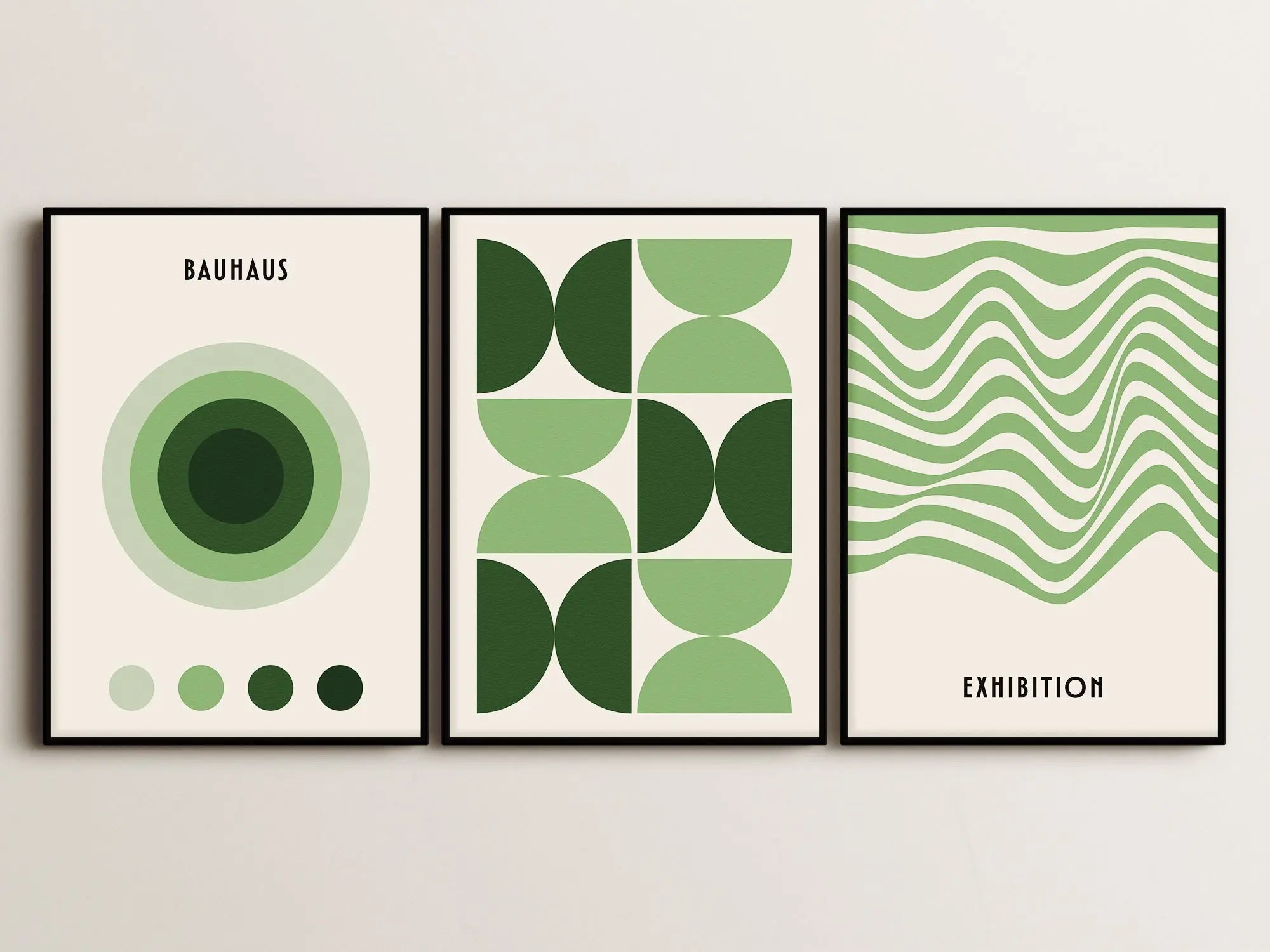 Bauhaus Serie (3 Poster) 50x70cm im Holzrahmen SET001 frame4u