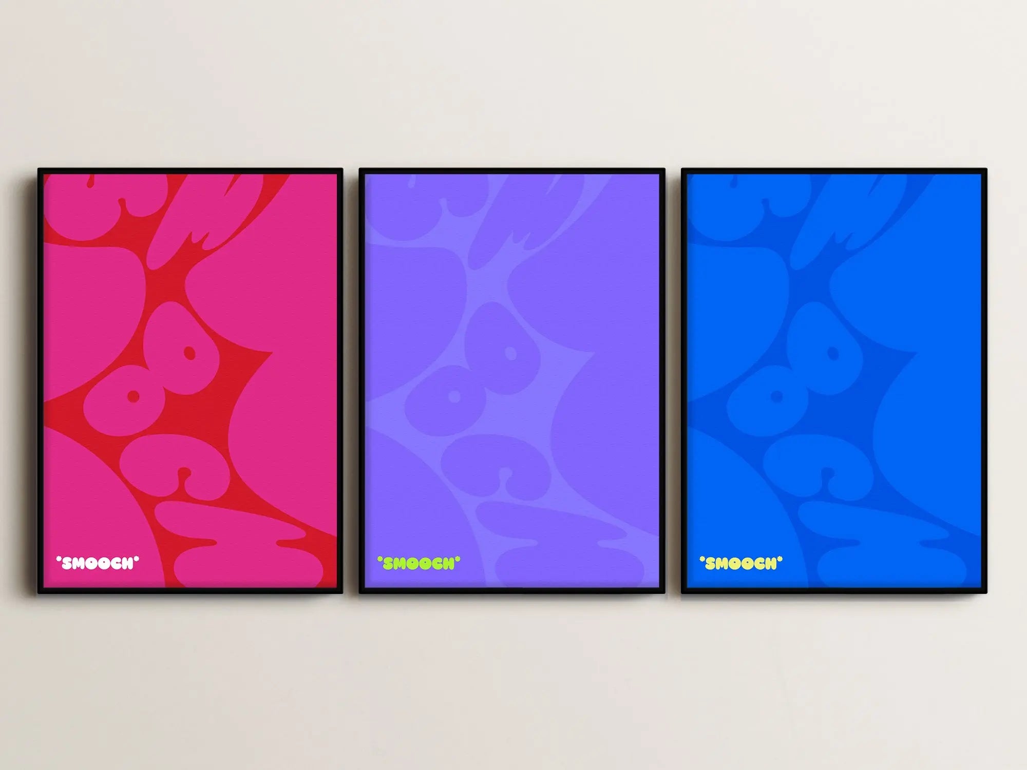 Smooch Serie (3 Poster) 50x70cm im Holzrahmen SET013 frame4u