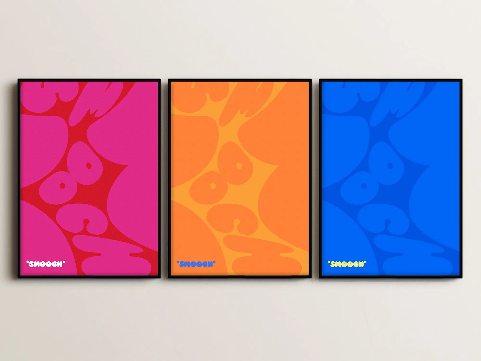 Smooch Serie (3 Poster) 50x70cm im Holzrahmen SET016 frame4u