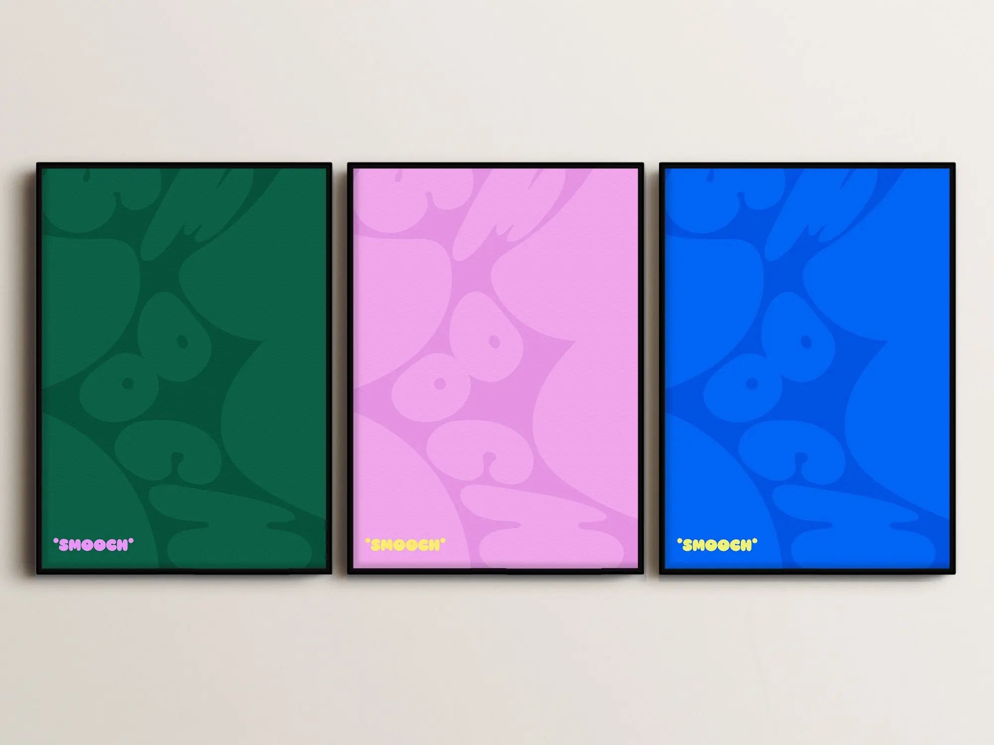 Smooch Serie (3 Poster) 50x70cm im Holzrahmen SET015 frame4u