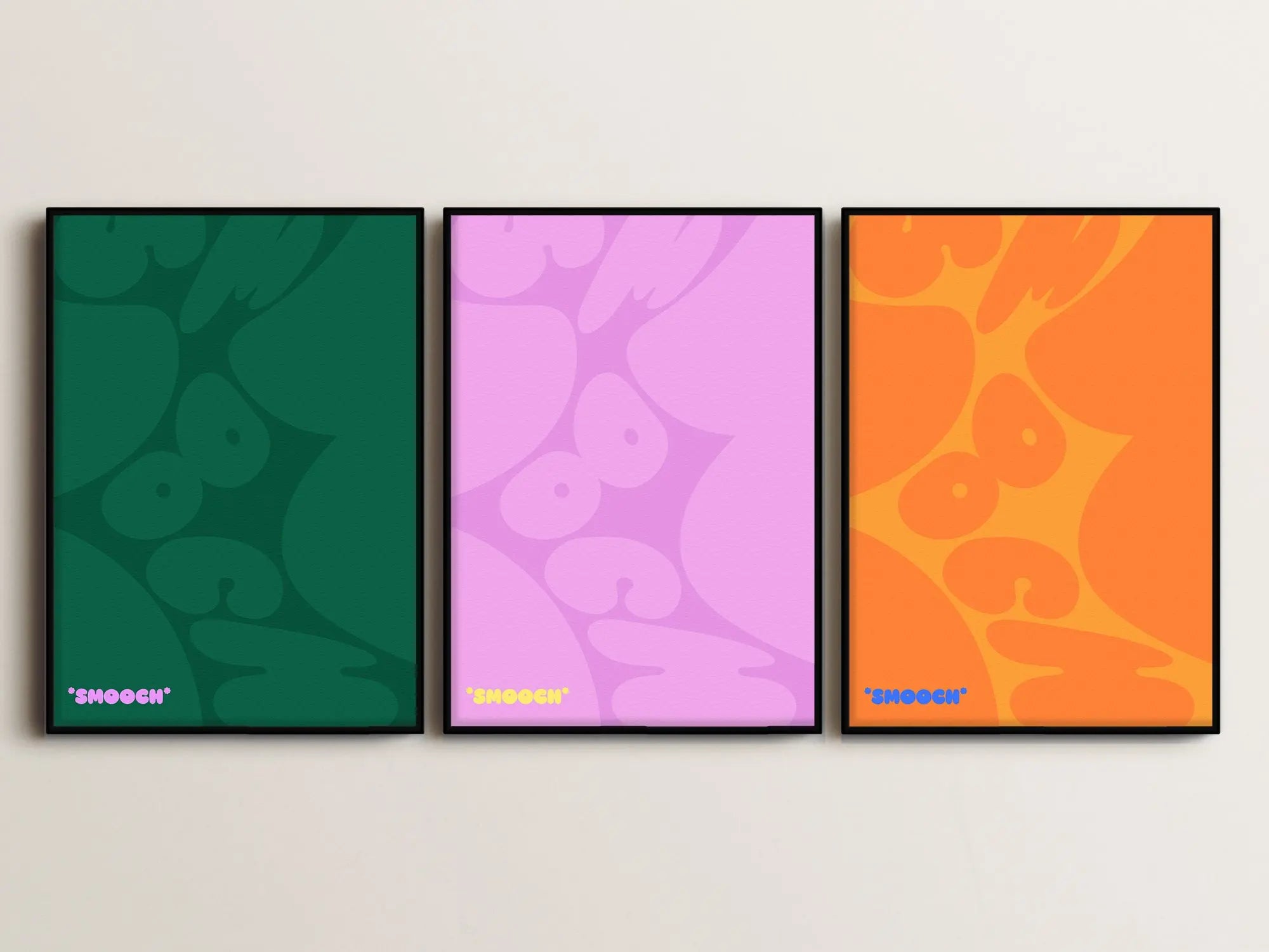 Smooch Serie (3 Poster) 50x70cm im Holzrahmen SET014 frame4u