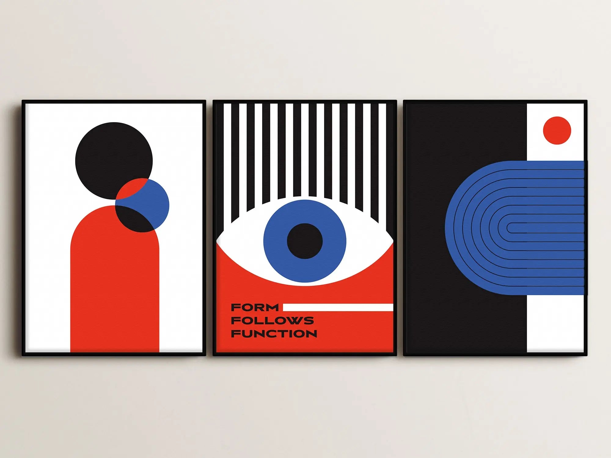 Bauhaus Serie (3 Poster) 50x70cm im Holzrahmen SET009 frame4u