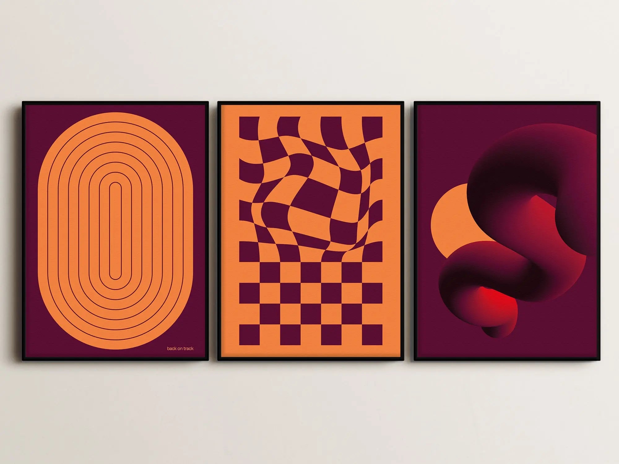 Abstrakt Serie (3 Poster) 50x70cm im Holzrahmen SET010 frame4u