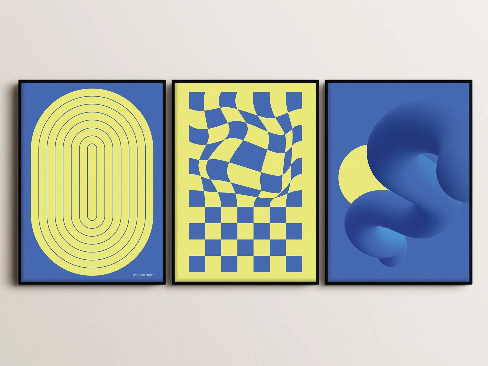 Abstrakt Serie (3 Poster) 50x70cm im Holzrahmen SET011 frame4u