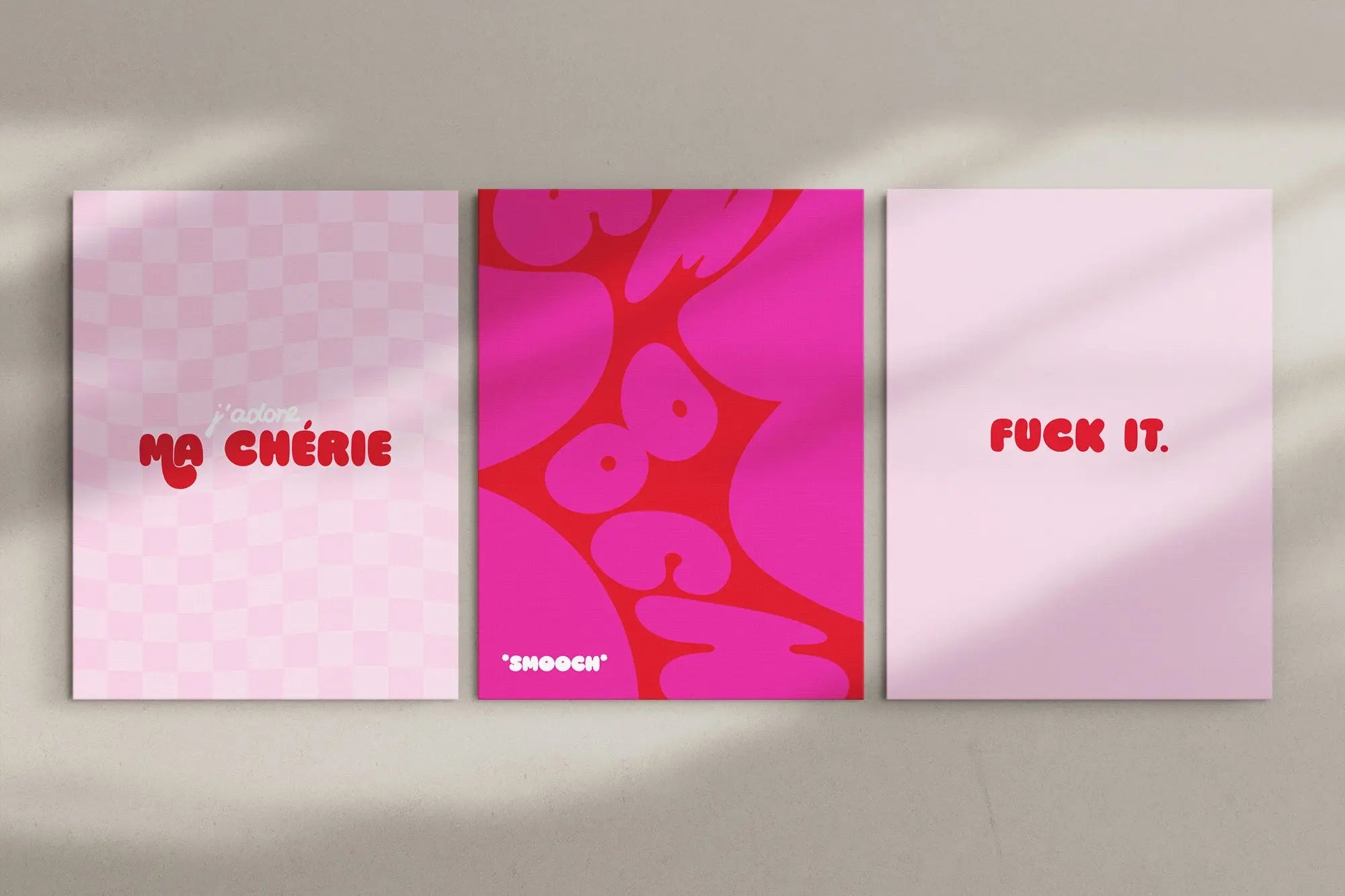 Pink and Red Serie (3 Poster) ohne Rahmen SET007-D frame4u